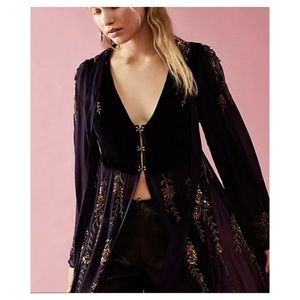 Free People Black Embroidered Top